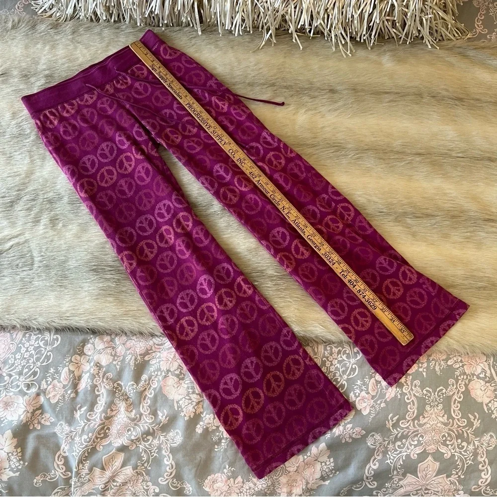 Y2K OLD NAVY Pink Purple Peace Sign Stretch Cotton Pajama Bottoms Loungewear XS